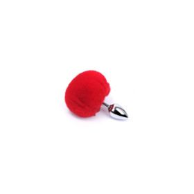 Plug anal aluminium avec pompon rouge Taille S 